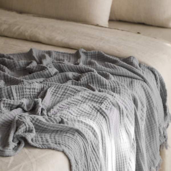 Cotton Throw Blanket - Mist Grey