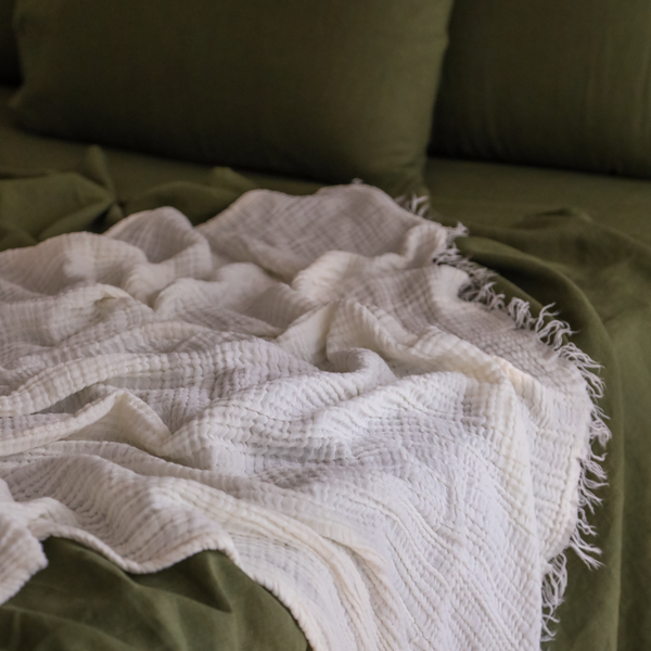 Cotton Throw Blanket - Milk White