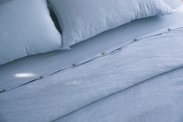 Luxe Linen Duvet Cover Set - Sky Blue