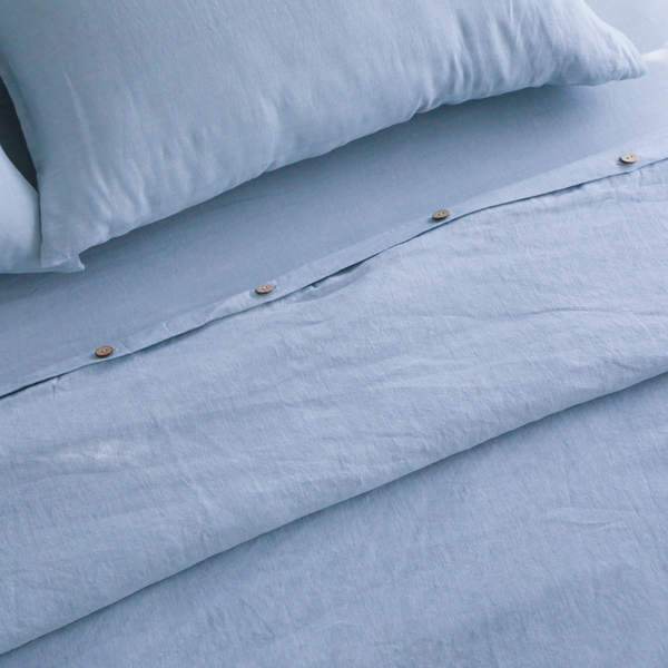 Luxe Linen Duvet Cover Set - Sky Blue