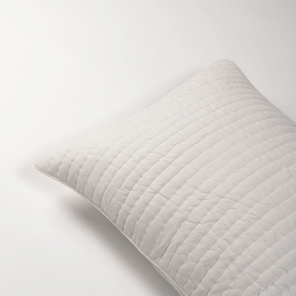 Milk White Quilted Pillow Cover