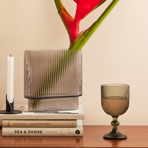 Smokey Fluted Vase