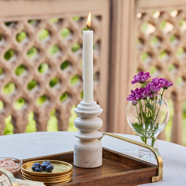 Marble Candle Holder - White