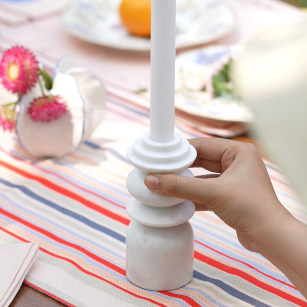 Marble Candle Holder - White